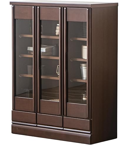 Amazon.co.jp: 【骨董品】レトロ本棚ガラス扉付き無垢材木製収納家具